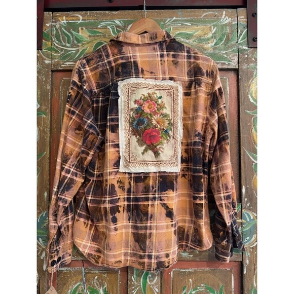 Coleman Tops - Distressed/ Reworked Flannel | Boho Floral Heritage| One of a kind Patchwork